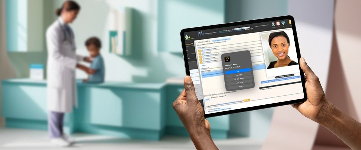 WebFones Browser showing click-to-call integration in EMR