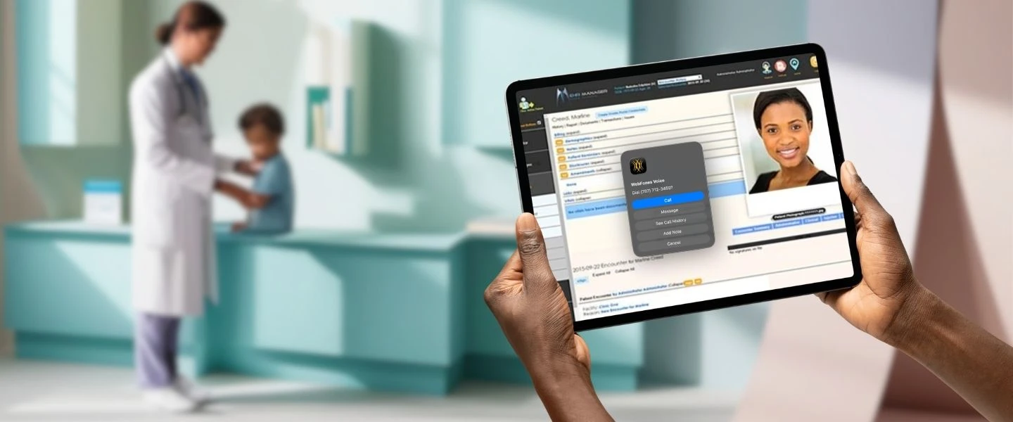 WebFones Browser showing click-to-call integration in EMR